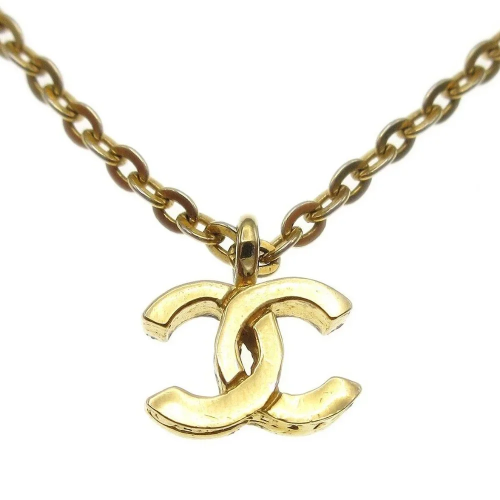 Chanel Mini Cc Logos Charm Gold Chain Pendant Necklace Authentic - Picture 6 of 8